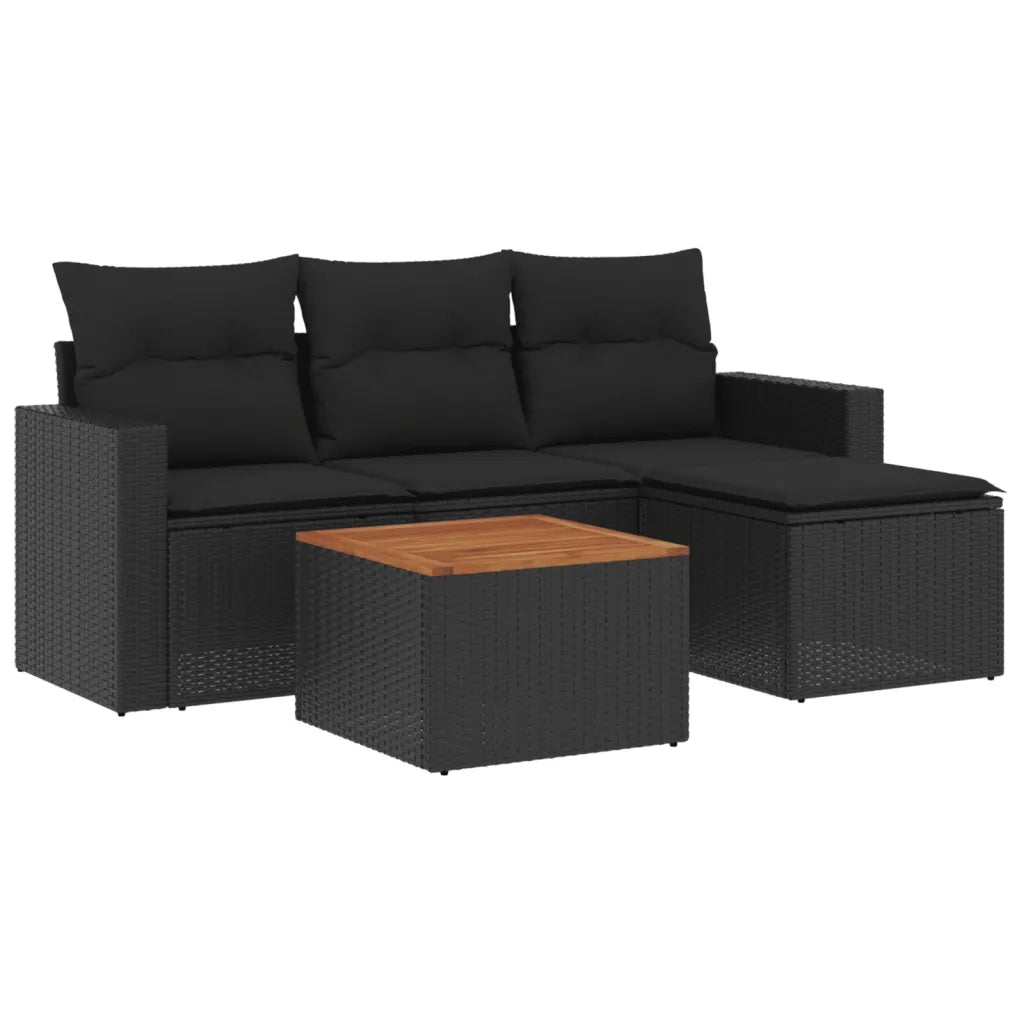 Set Divani da Giardino 5 pz con Cuscini in Polyrattan Nerocod mxl 113144