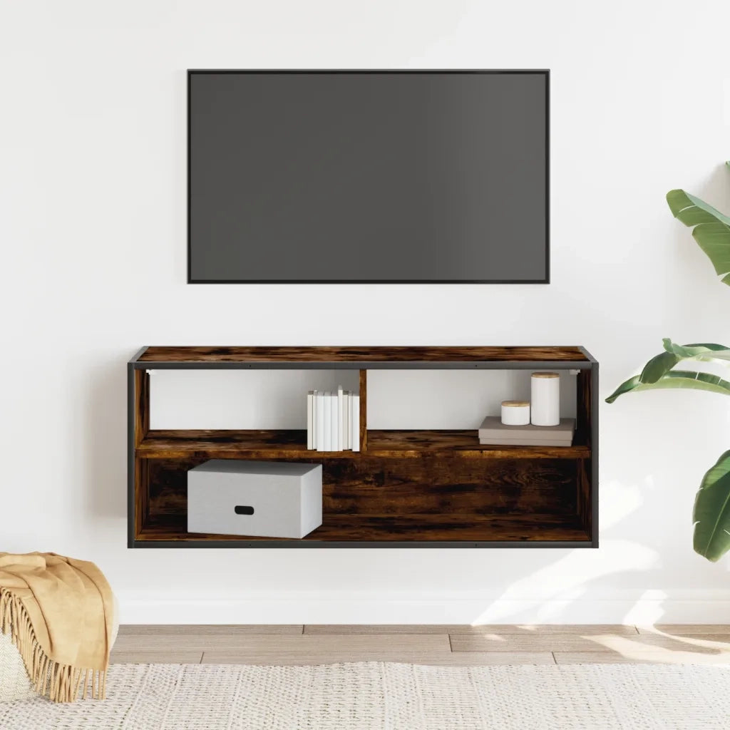 vidaXL Mobile TV Rovere Fumo 100x31x39,5cm Legno Multistrato e Metallo