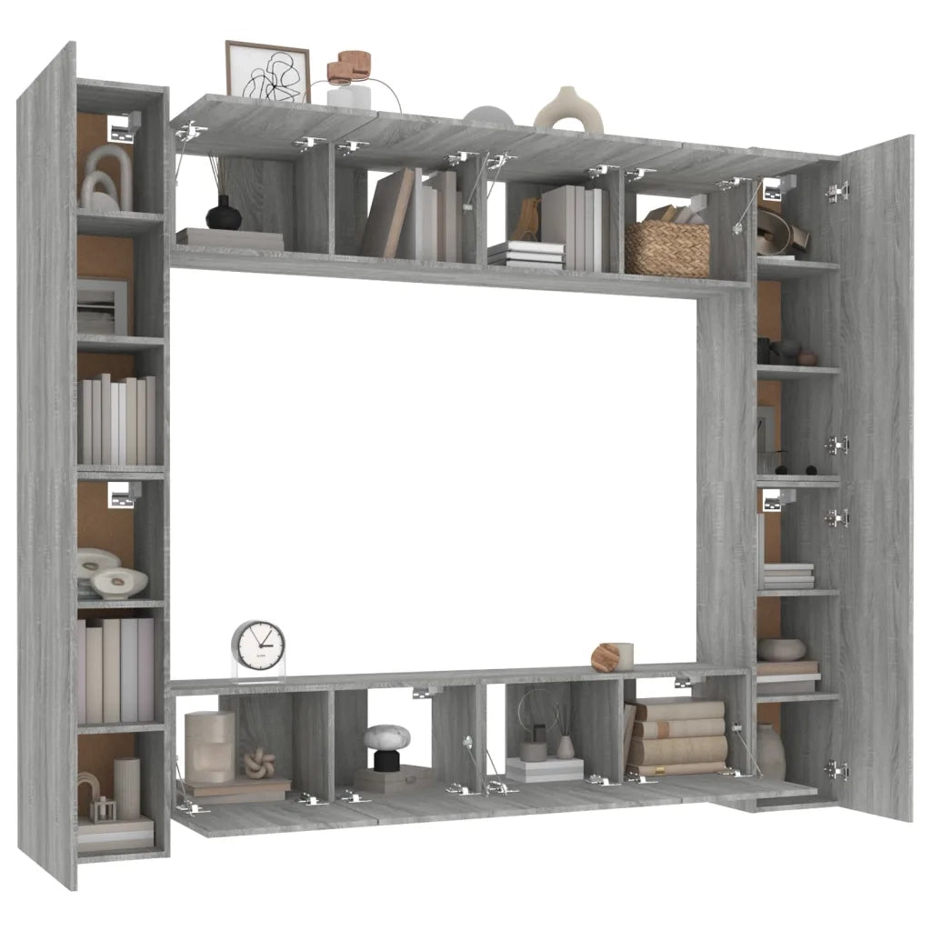 Set Mobili Porta TV 8pz Grigio Sonoma in Legno Multistrato 3114236