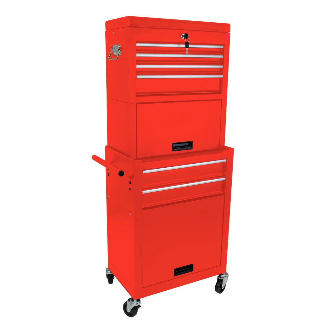 Carrello portautensili rosso con 6 cassetti, ruote e chiusura