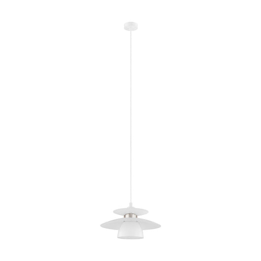 Lampadario A Sospensione Moderno Brenda Acciaio Bianco Nichel 1 Luce E27