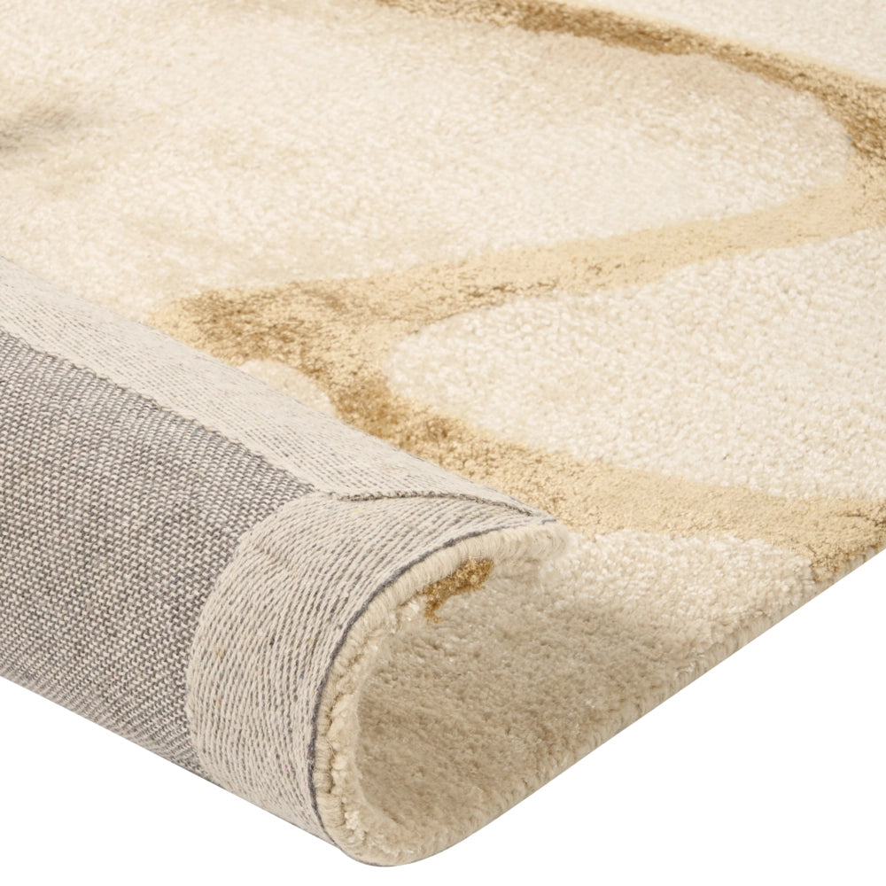 Tappeto moderno in viscosa e lana fatto a mano con motivo geometrico beige 160 x 230 cm Stile Modern Glam