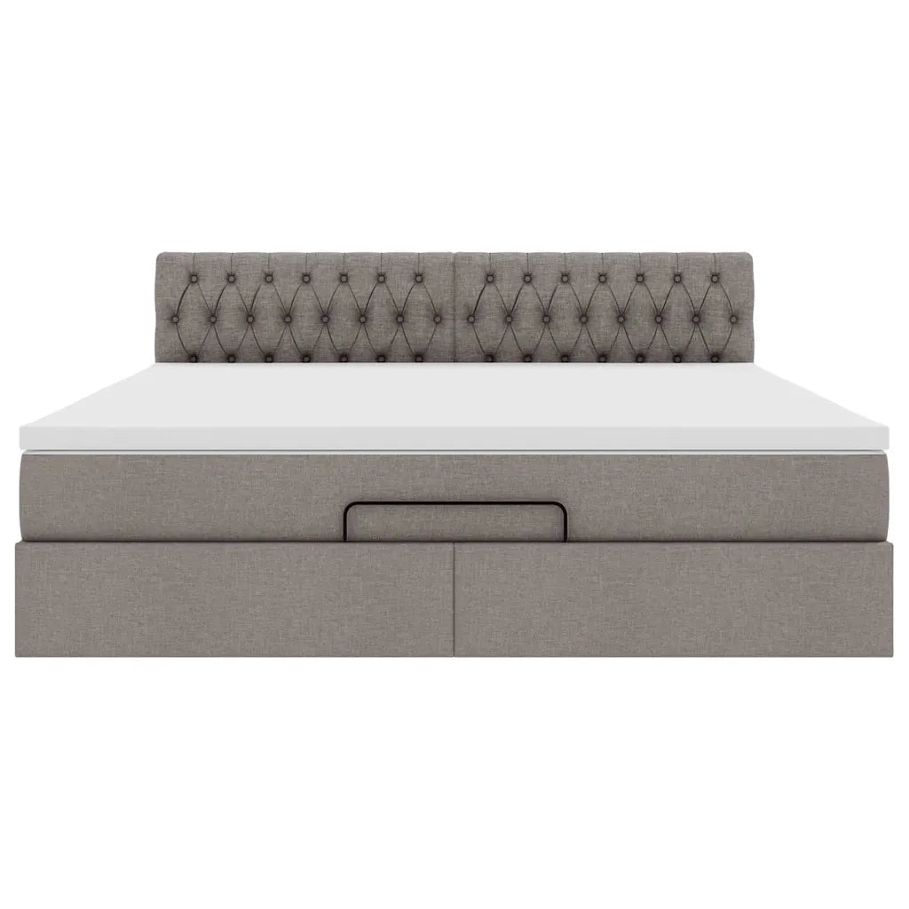 Struttura Letto Pouf con Materasso Tortora 160x200cm in Tessuto 3311557