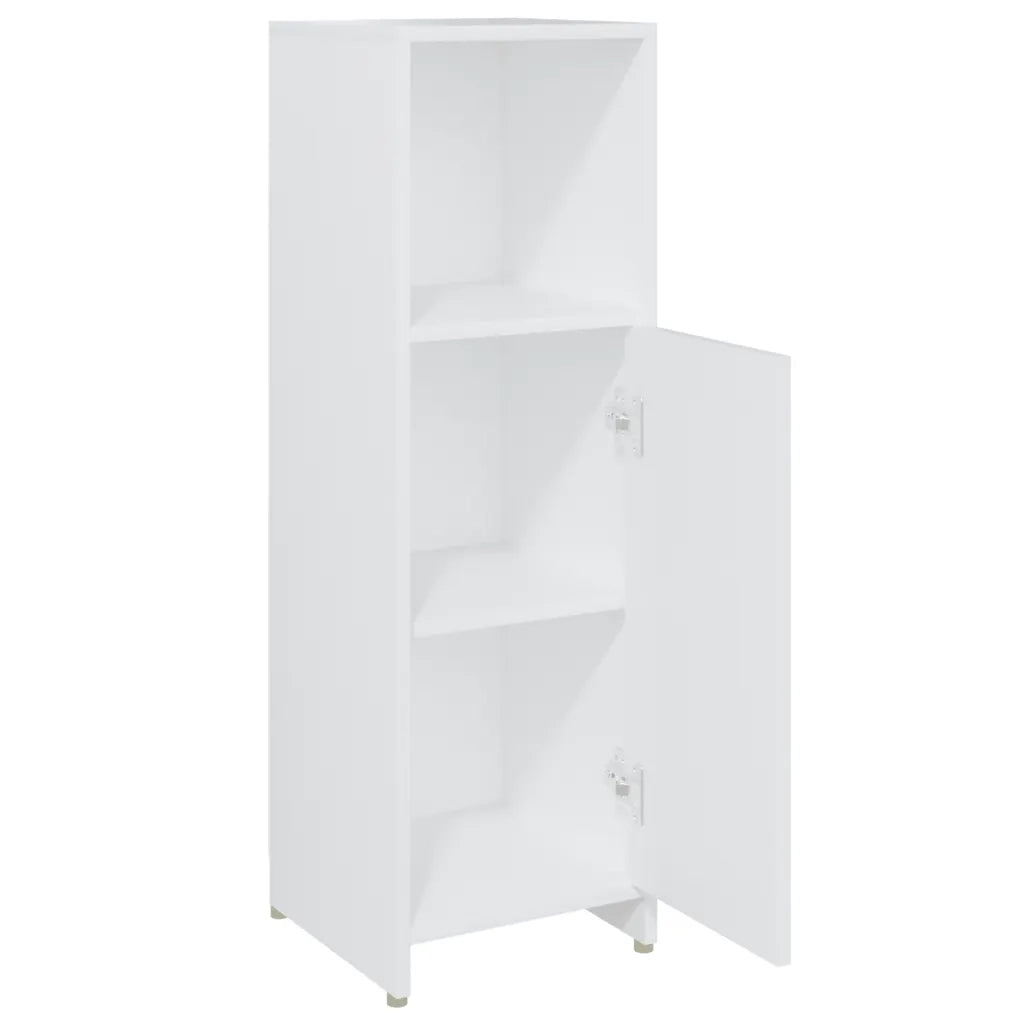 Mobiletto da bagno moderno con 3 scomparti 30 x 30 x 95 cm legno composito bianco 02_0047712