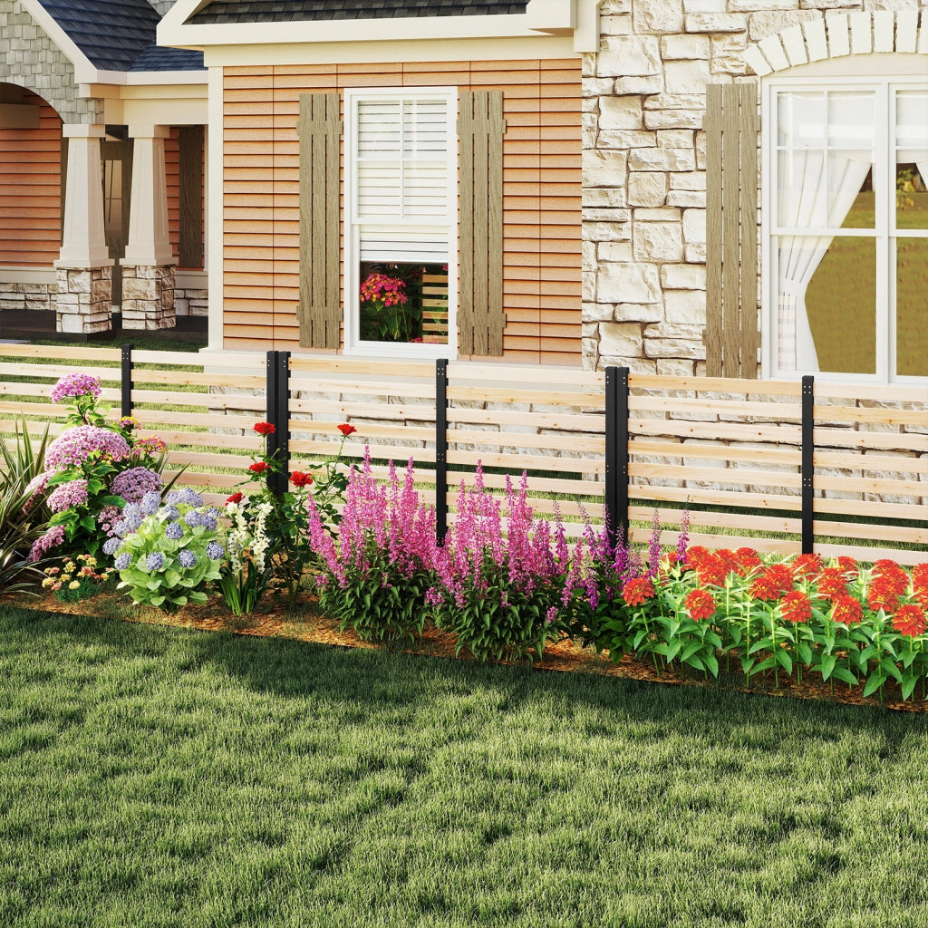 2*Recinzione da giardino in legno massello montaggio flessibile e modulare, Recinto esterno a 2 pezzi divisorio di spazio Naturale