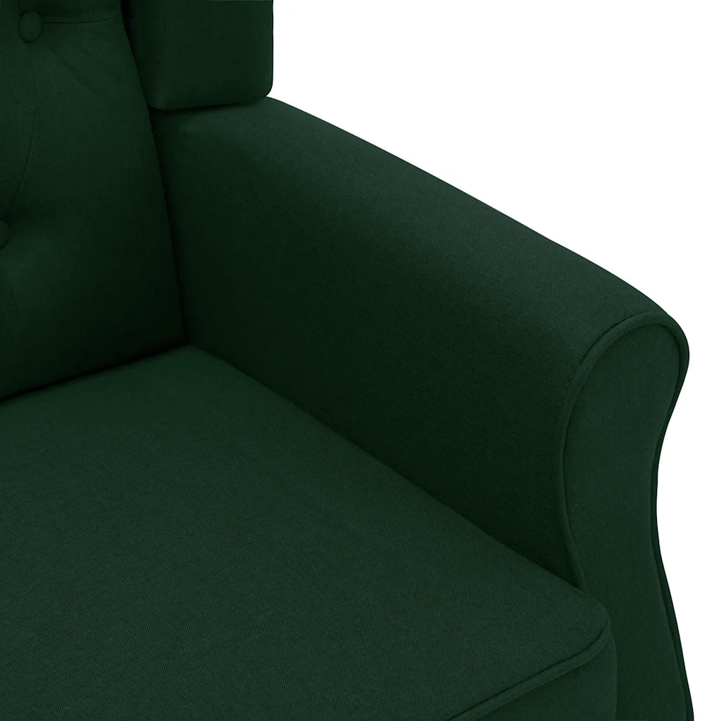 vidaXL Poltrona Massaggiante con Poggiapiedi Verde Scuro in Tessuto