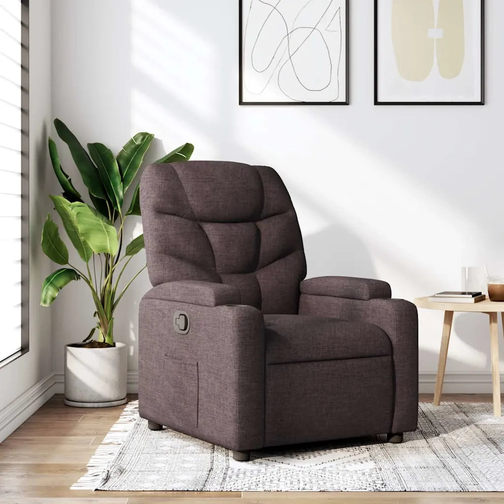 Poltrona | Sedia Relax Reclinabile Marrone Scuro in Tessuto