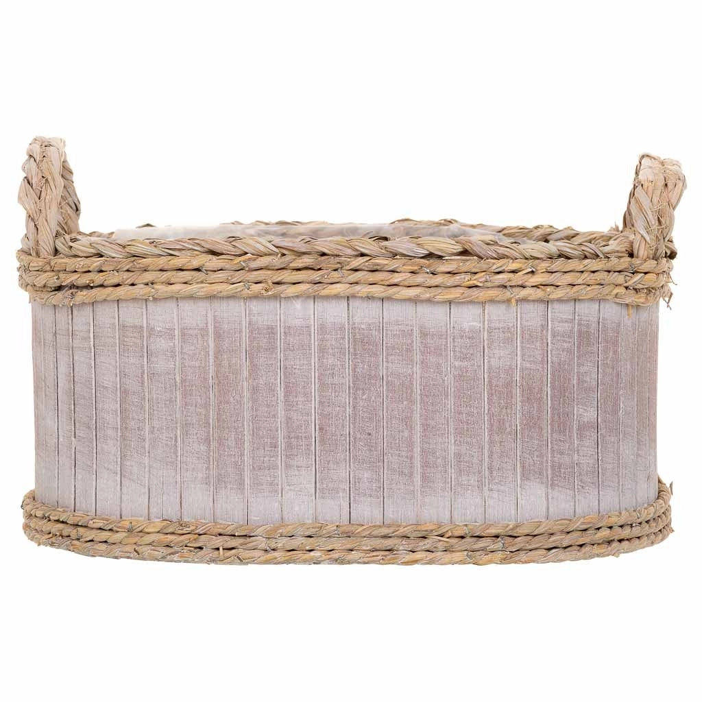 Set di 3 cestini ovali in legno grigio