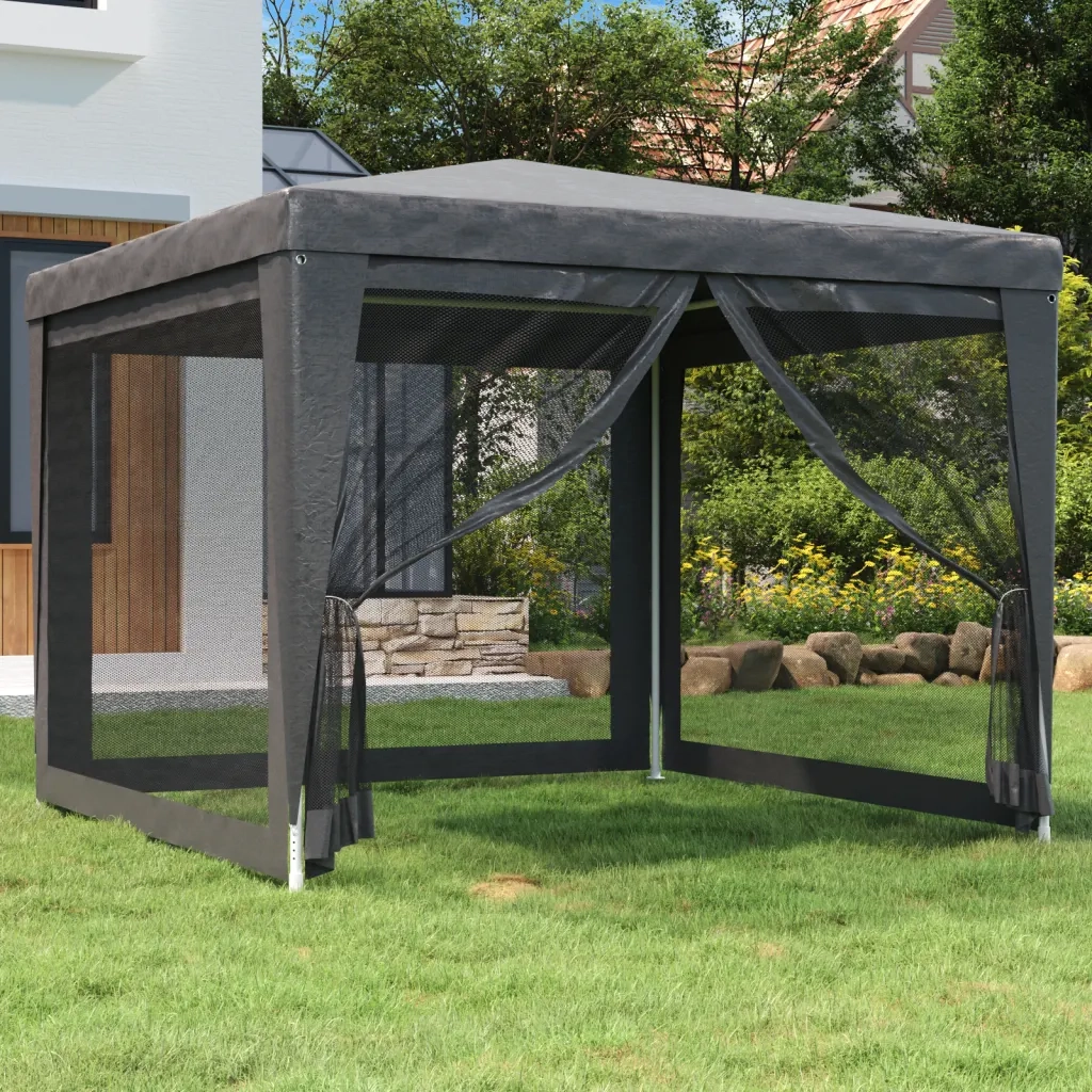 Tenda per Feste con 4 Pareti in Rete-Tenda da campeggio Antracite 3x3 m in HDPE