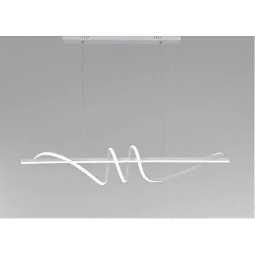Trade Shop - Lampadario A Sospensione Led 65w Bianco Spirale Ondulato Luce 6500k Vortice Orizzontale 32439 -