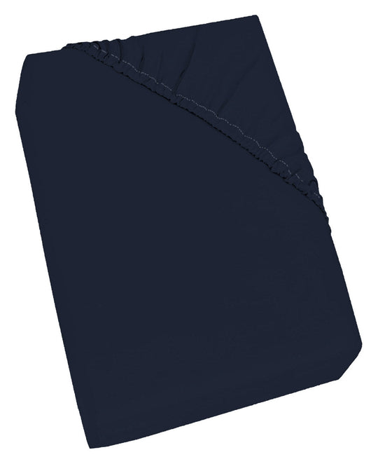 Lenzuolo Sotto Singolo con Angoli ed Elastico Tinta Unita Blu Scuro