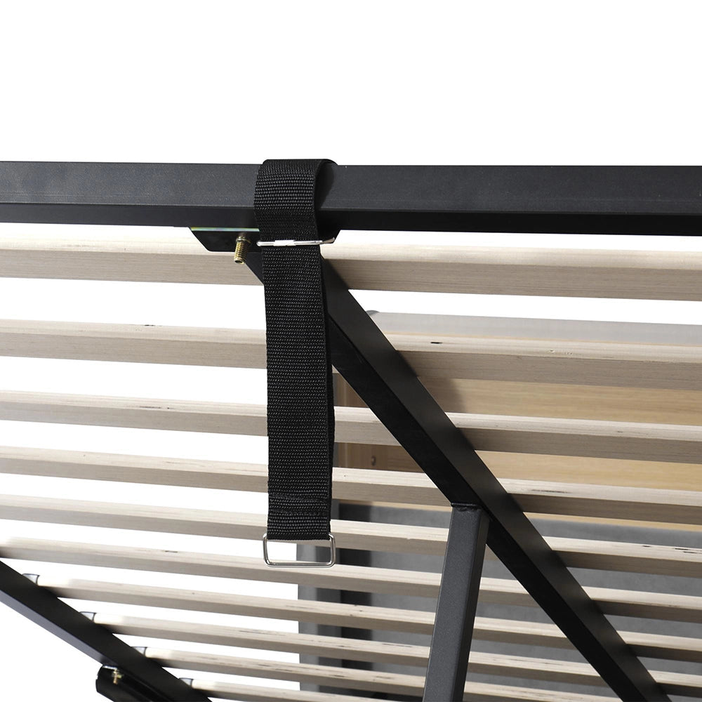 Divano letto con contenitore idraulico - Xylo - 140x200 cm - Grigio - LED, USB, velluto