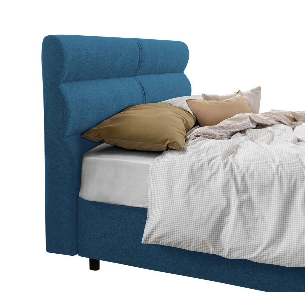 Letto Matrimoniale Briatico, Letto Matrimoniale Materasso Incluso Made in Italy, blu