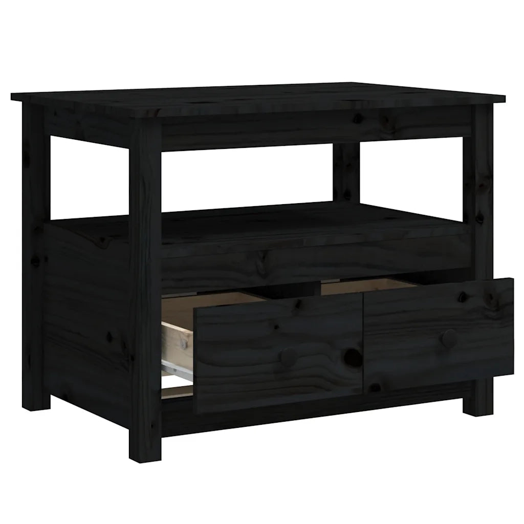 Tavolino da salotto | Tavolino da caff¨¨ | Tavolino da Soggiorno Nero 71x49x55cm in Legno Massello di Pino