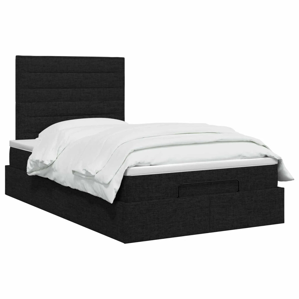Letto ottomano con materasso Nero 120 x 190 cm Tessuto 3457392