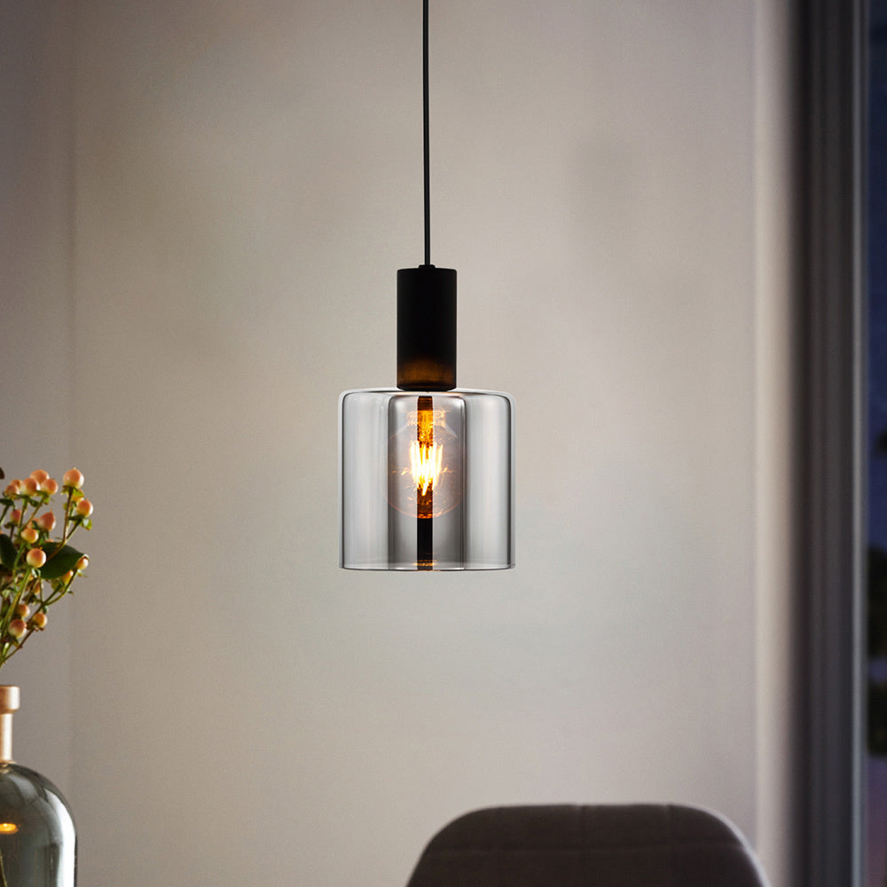Lampadario Moderno Gorosiba 1 Luce Acciaio Nero