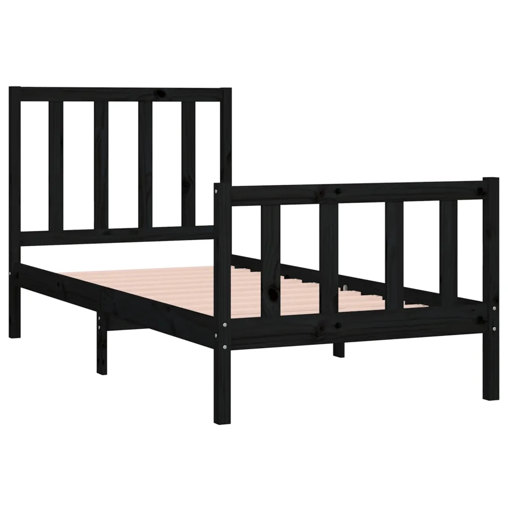 Giroletto in Legno Massello Nero 75x190 cm Small Single 3105189