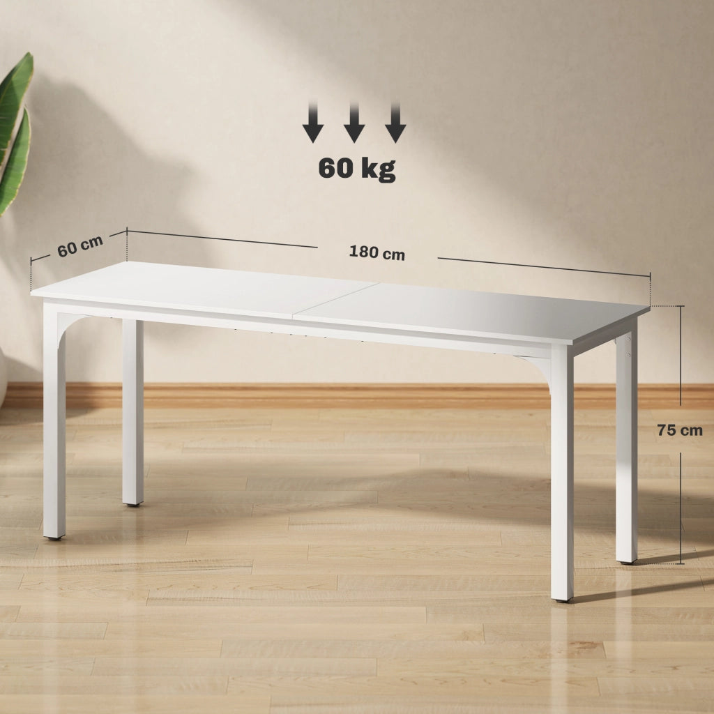 Scrivania per computer 180 cm con cassetto e ripiano ¨C zephmum ¨C bianco 180x70x75