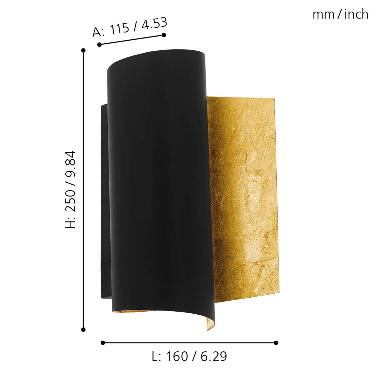 Applique Moderna Falicetto Acciaio Nero 1 Luce E27