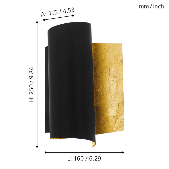 Applique Moderna Falicetto Acciaio Nero 1 Luce E27