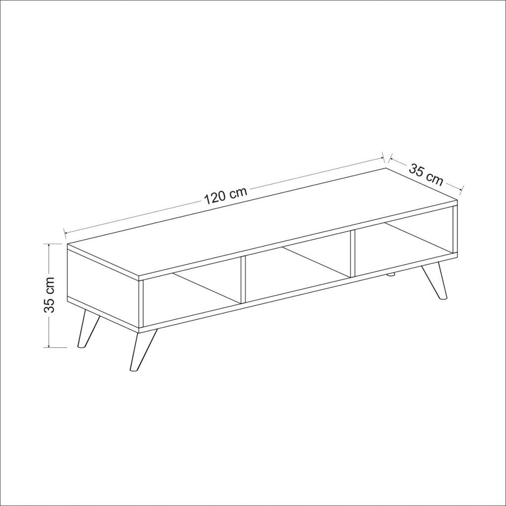 Mobile Porta TV 'Aaskov' - Larghezza 120 cm - Consolle Basso a 3 Scomparti Aperti - Bianco [en.casa]
