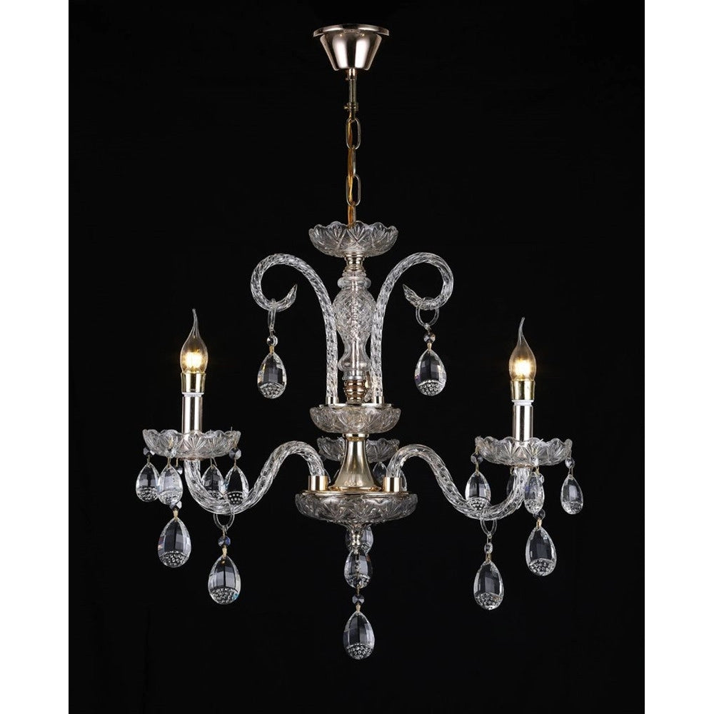 Trade Shop - Lampadario A 3 Bracci Classico A Sospensione Lampada Impero Barocco Cristalli 92471 -
