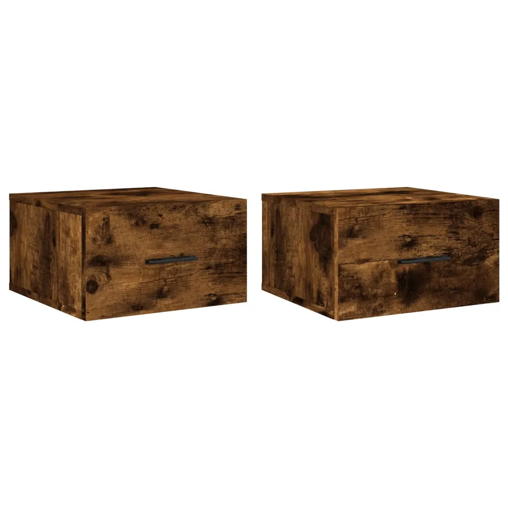 Comodini a Muro 2 pz-Set di 2 Tavolino da notte Rovere Fumo 35x35x20 cm 913972