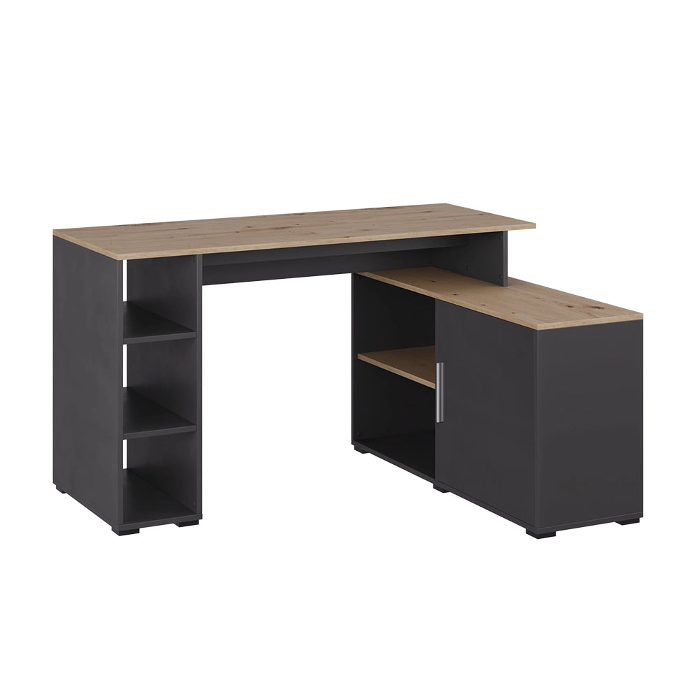 Vicco Scrivania angolare Antracite/Artisan 135 x 110 cm con ripiani