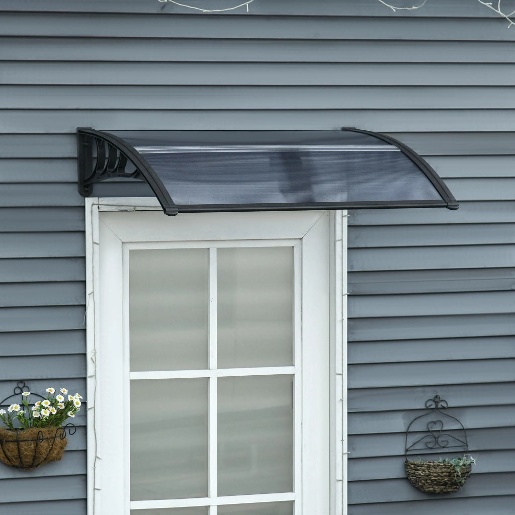 EasyComfort Tettoia in Policarbonato Anti-UV da Esterno per Porte e Finestre da 100x80 cm