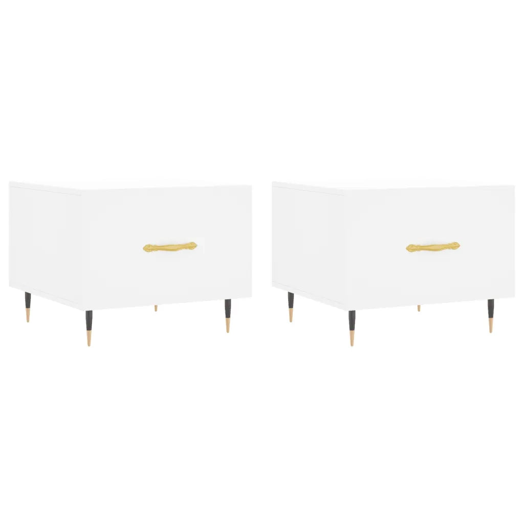 2 pz Tavolini da salotto | Tavolino da caff¨¨ | Tavolino da Soggiorno Bianchi 50x50x40 cm Legno Multistrato