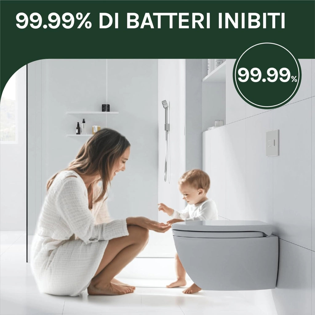 Copriwater Sedile WC Universale Coperchio con Chiusura Ammortizzata Soft Close Toilet Seat Bagno in Plastica Bianco a Forma di O