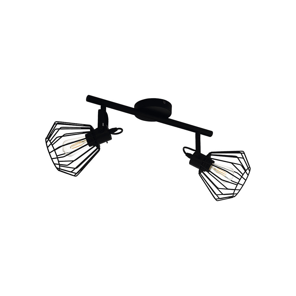 Plafoniera Industrial Tabillano 2 Luci Acciaio Nero