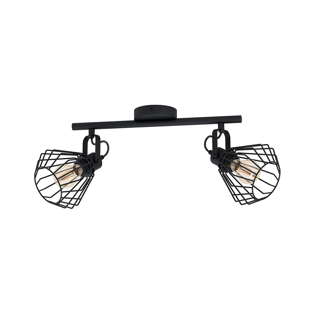 Plafoniera Industrial Tabillano 2 Luci Acciaio Nero