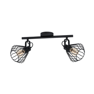 Plafoniera Industrial Tabillano 2 Luci Acciaio Nero