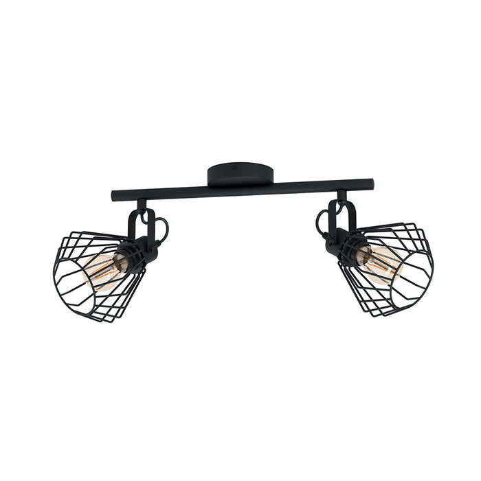 Plafoniera Industrial Tabillano 2 Luci Acciaio Nero