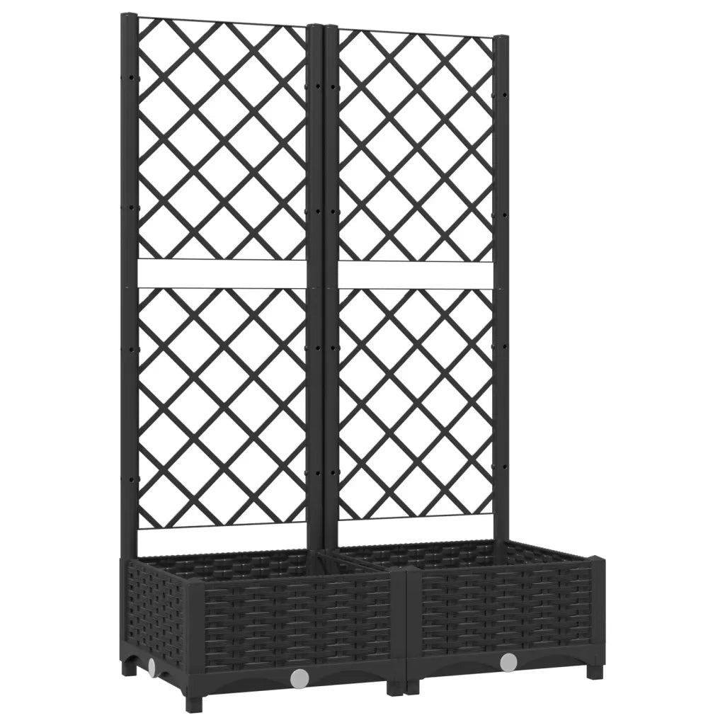 Fioriera | Cassetta per fiori | Vaso da giardino con traliccio nera 80x40x121,5 cm PP