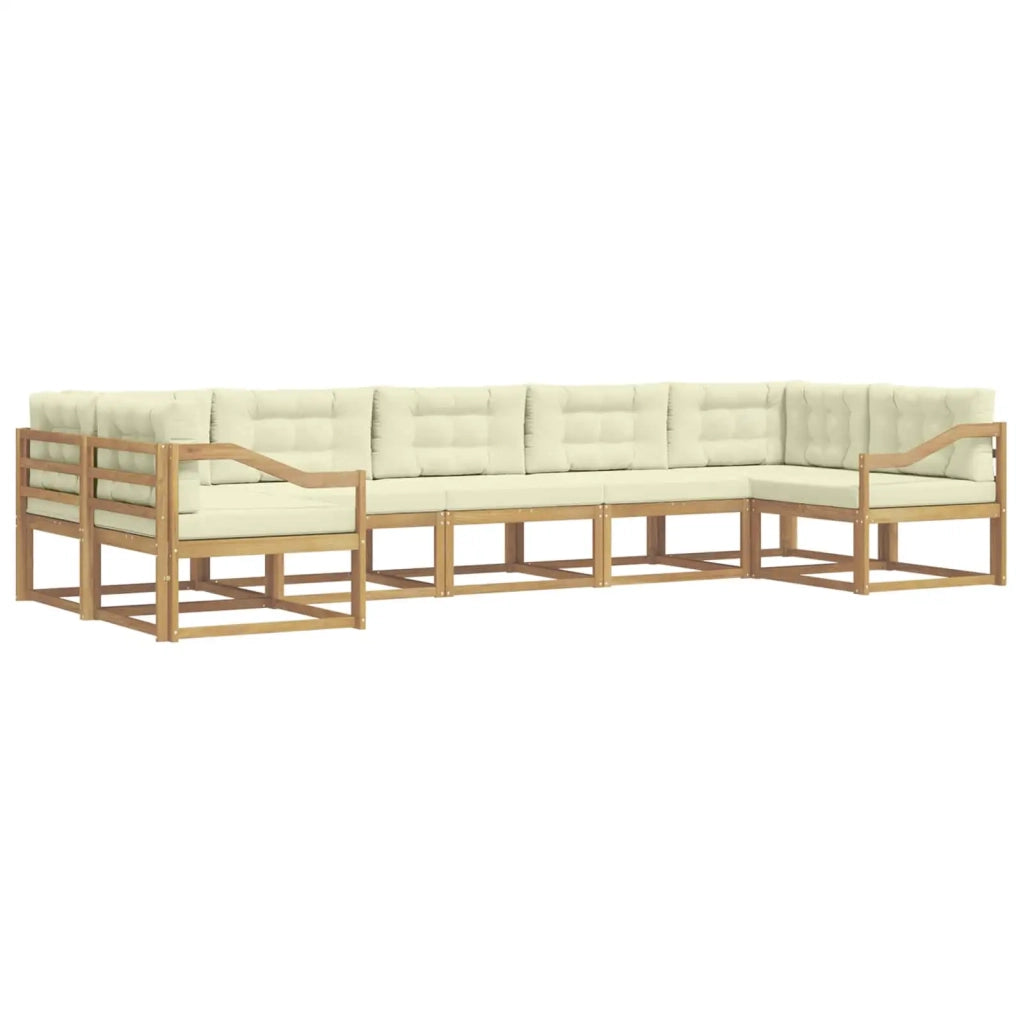 Set di divani da esterno con cuscino 7 pcs Bianco e Crema