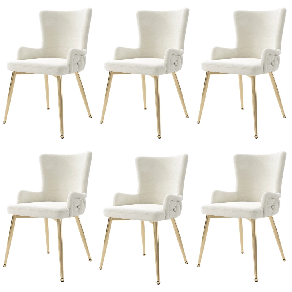 SEDIA da pranzo in velluto beige con gambe in metallo, Set da 6 pezzi