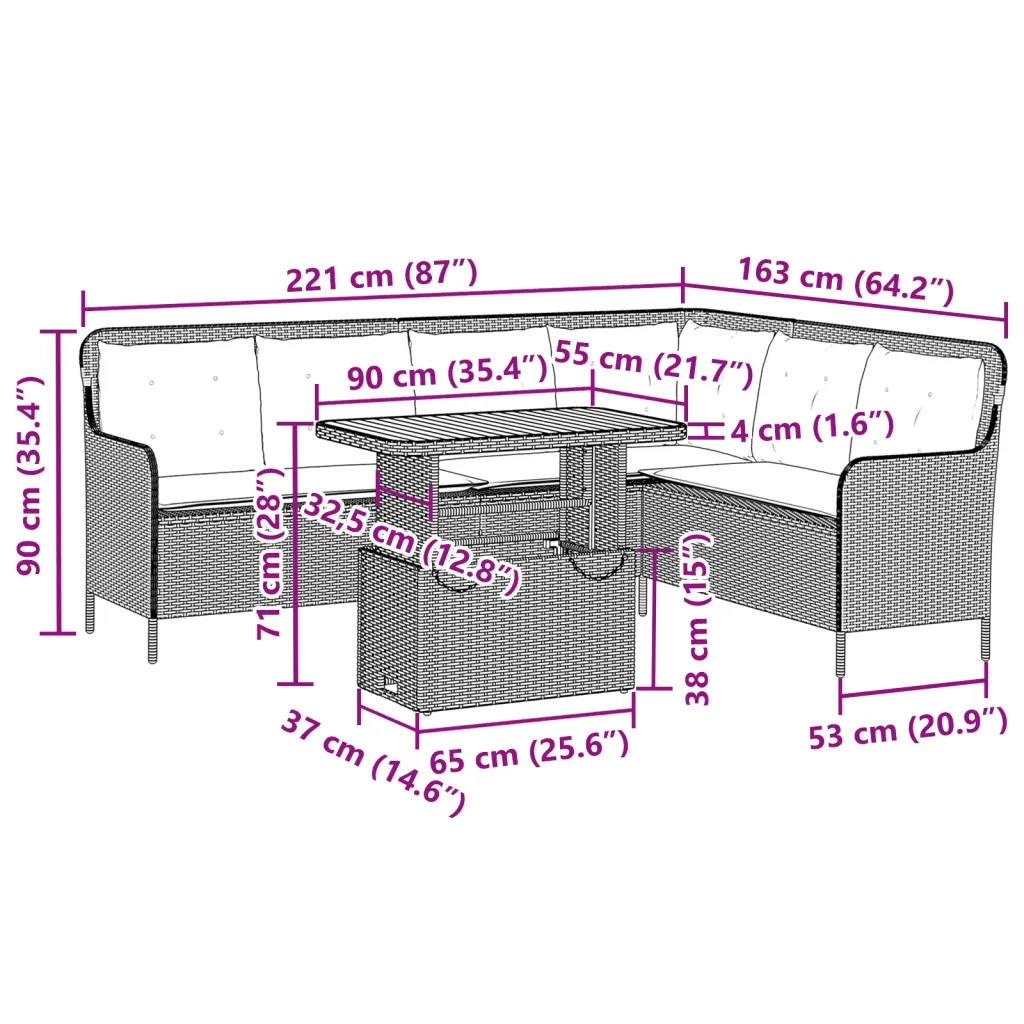 Set Divano da Giardino 2 pz con Cuscini Grigio in Polyrattan