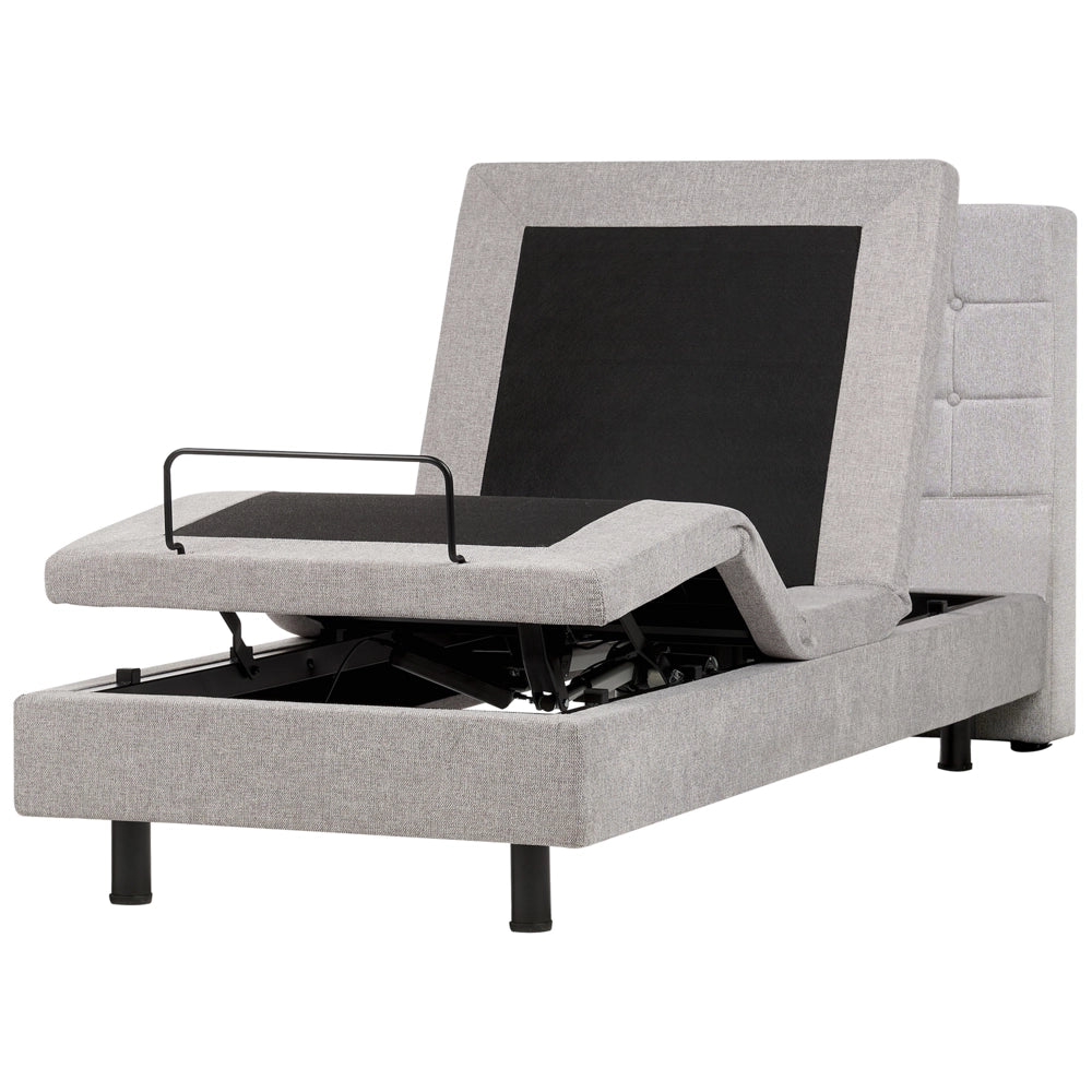 Letto Tessuto Grigio Chiaro Elettrico Regolabile con Telecomando 90 x 200 cm
