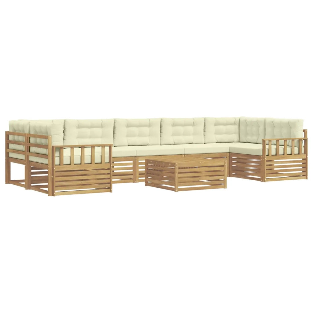 Set di divani da esterno 8 pz Bianco e Crema 3390195