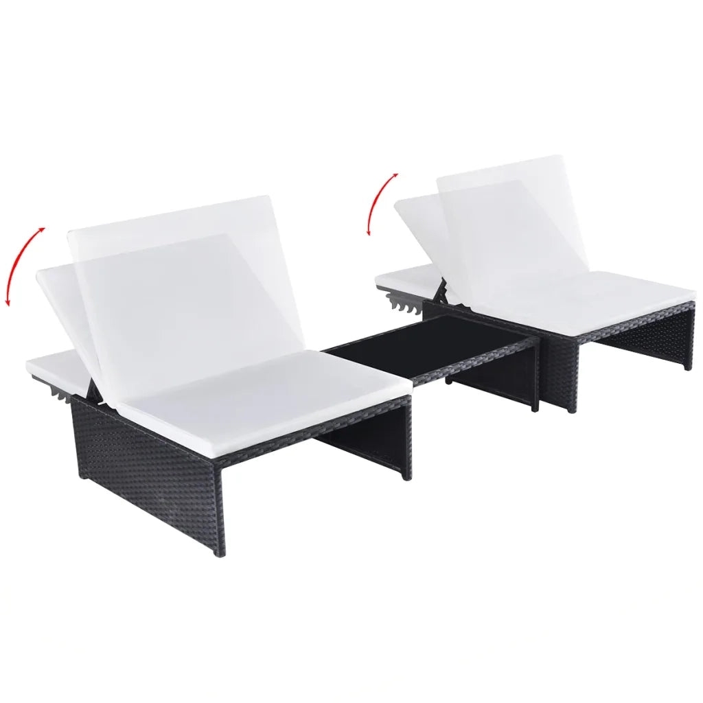 Sedie da Giardino Reclinabili 2 pz con Tavolo in Polyrattan 43069