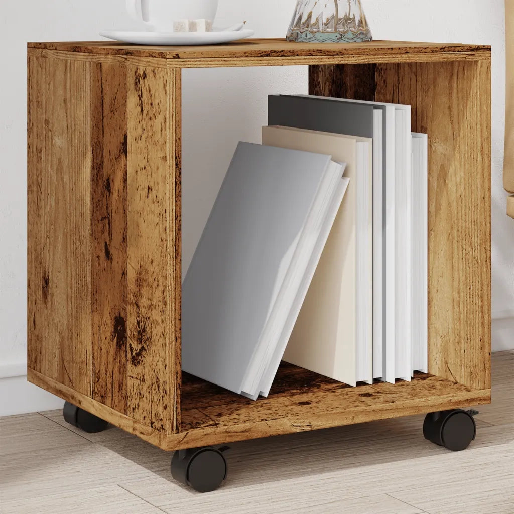 Mobiletto con Ruote Legno Antico 37x33x42,5 cm in Truciolato 853135