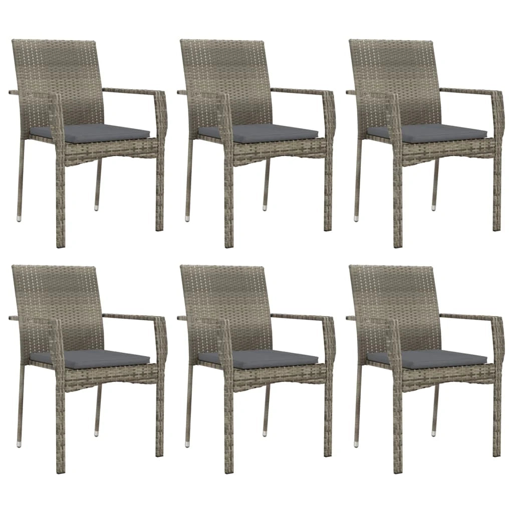 Set da pranzo da giardino in rattan grigio da 7 pezzi e cuscini 02_0014900