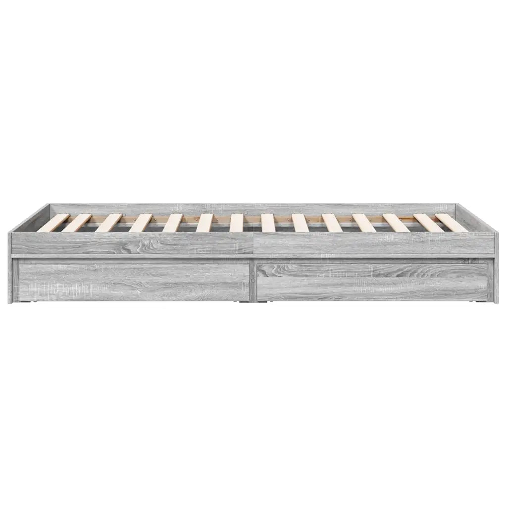 Giroletto Cassetti-Struttura Letto con contenitore Grigio Sonoma 90x190 cm Legno Multistrato 919644