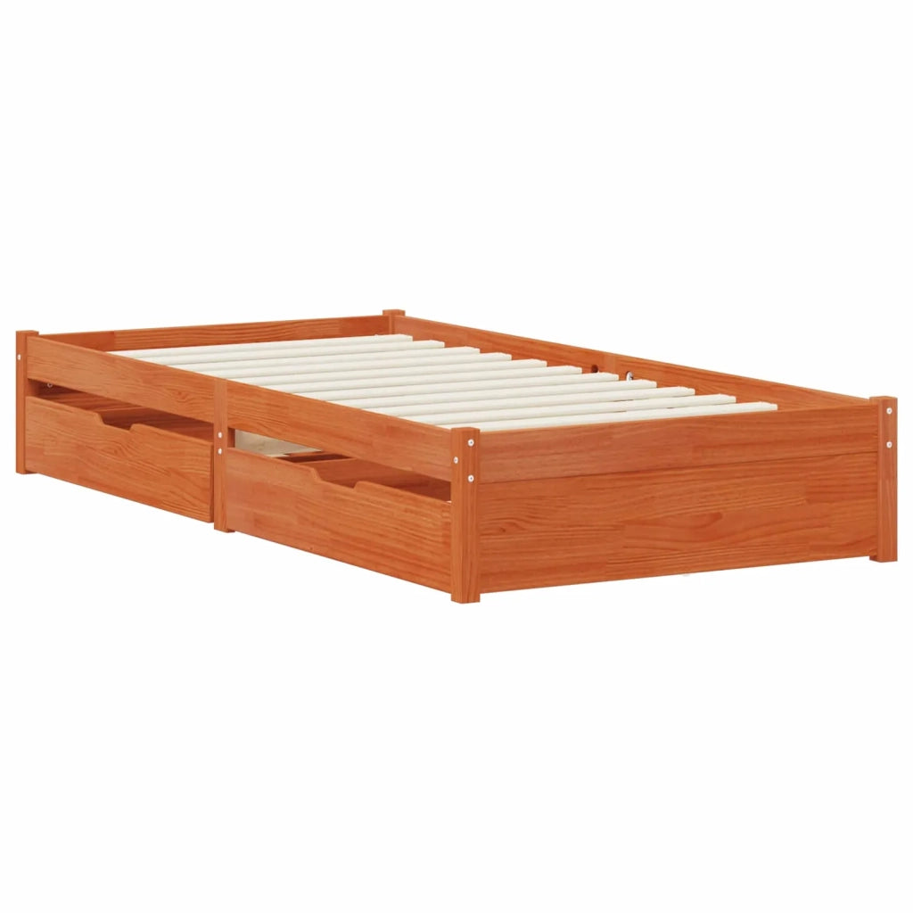 Letto da camera | Struttura del letto Marrone cerato Legno di Pino Massello