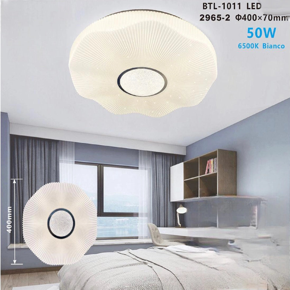 PLAFONIERA LED SOFFITTO 50W LUCE FREDDA BORDO ONDULATO CIELO STELLATO BTL-1011