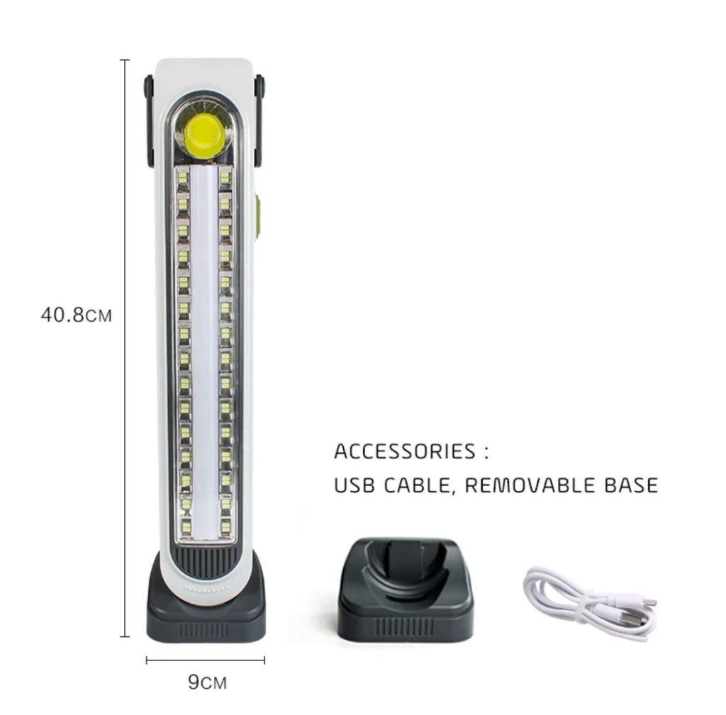 TORCIA PORTATILE LAMPADA DI EMERGENZA RICARICABILE USB SOLARE 30 LED SOLARE