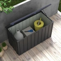 Panca Contenitore da 450L con 4 Rotelle e Maniglie, in Acciaio e PP, 125.5x61.5x70 cm, Grigio Scuro