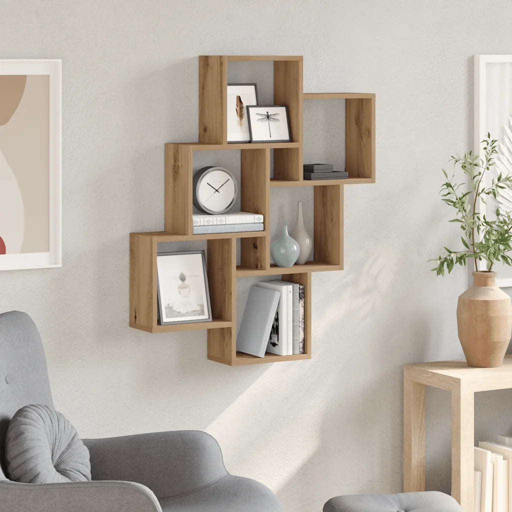 Mensola a Muro a Cubo Artigianale 78x15x93 cm Legno Multistrato